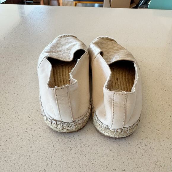 Coach Carley Signature Leather Espadrille Flats Chalk Cream Women's Size 7.5 - Picture 3 of 6